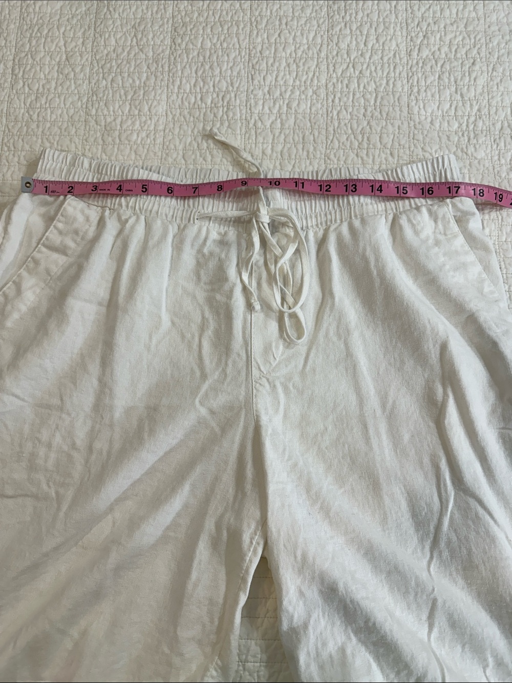 A new Day Large Linen Blend Pant Women's White Wide-Leg Like New Drawstring - Picture 3 of 5